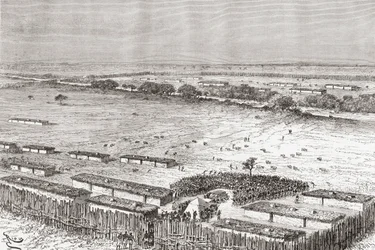 La capital de Uhehe, Tanzania, como era a finales del siglo XIX, de 